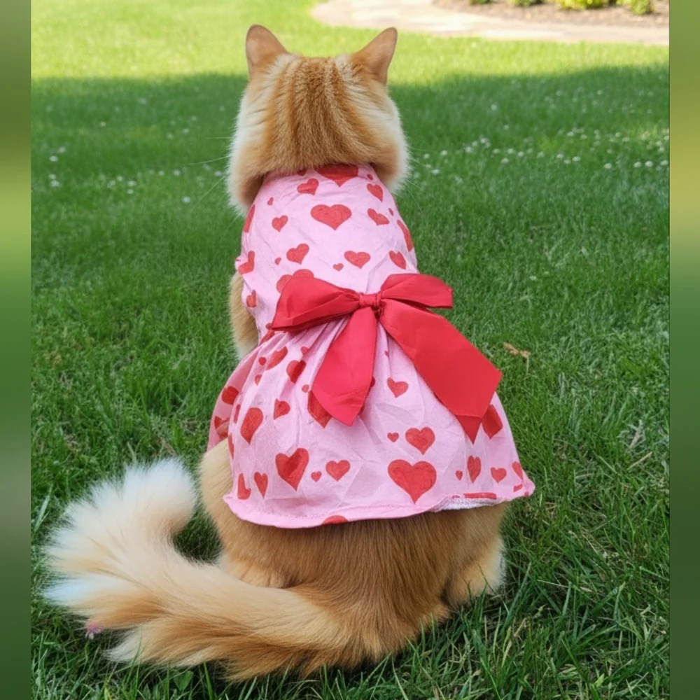 Pink/Red Valentine's Day Heart Print Dog/Pet Dress Costume Size Medium- NWOT